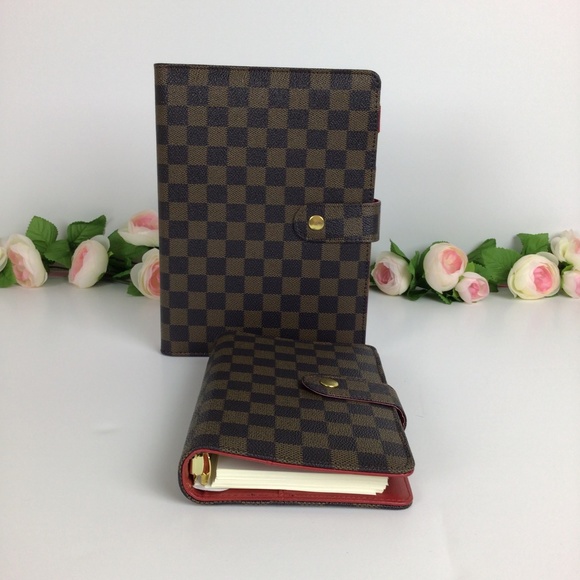 SOLD! A5 A6 Brown Red | Gold-tone 6-Ring Binder | Agenda | Planner 2pc Set - Picture 2 of 12